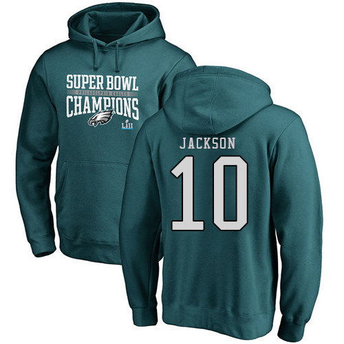 Men Philadelphia Eagles #10 DeSean Jackson Green Name and Number Logo NFL Pullover Hoodie Sweatshirts->nfl t-shirts->Sports Accessory